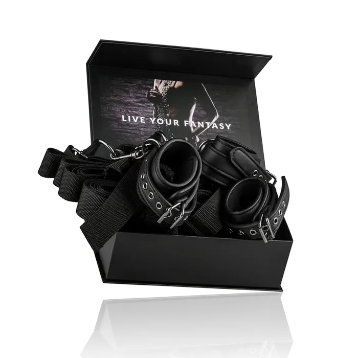 Anal Fetish Collection Under Mattress Restraint Set Black Easytoys