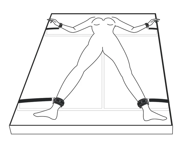 Anal Fetish Collection Under Mattress Restraint Set Black Easytoys