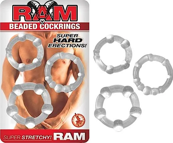 Anal Nasstoys Beaded C Rings Clear 3 Pack