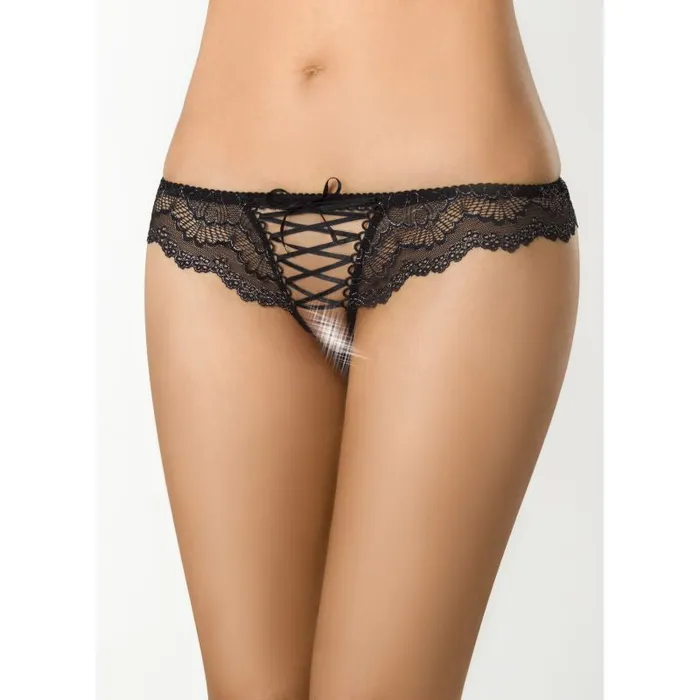 Axami Lingerie Anal Brazilian Open Crotch Panty Black