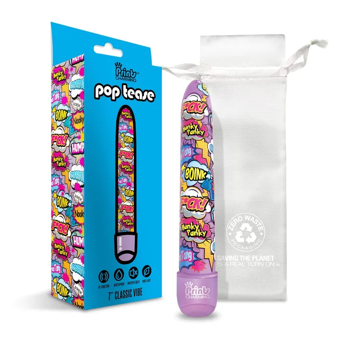 Global Novelties llc Vibrators Prints Charming Pop Tease 7 Classic Vibrator Fck Purple wstorage bag