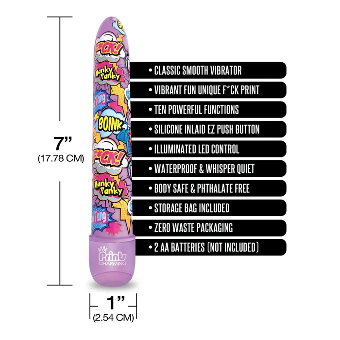 Global Novelties llc Vibrators Prints Charming Pop Tease 7 Classic Vibrator Fck Purple wstorage bag