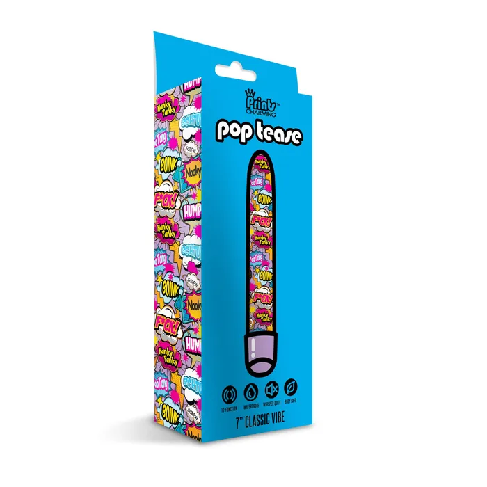 Global Novelties llc Vibrators Prints Charming Pop Tease 7 Classic Vibrator Fck Purple wstorage bag