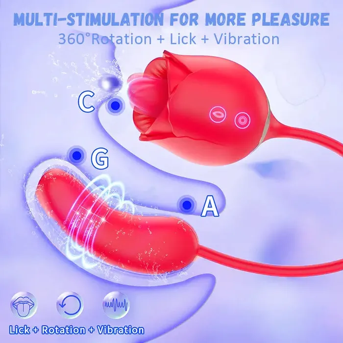 OOTYEMO Vibrators Female Retractable Tongue Lick Rose Vibrator