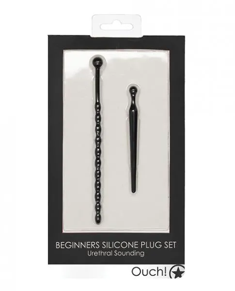 Seductucom Anal Ouch Urethral Sounding Silicone Beginners Plug Set Black