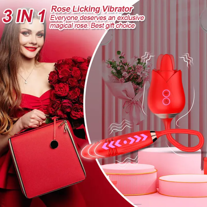 Tongue Licking Telescopic Rose OOTYEMO Vibrators