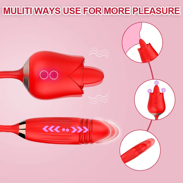 Tongue Licking Telescopic Rose OOTYEMO Vibrators