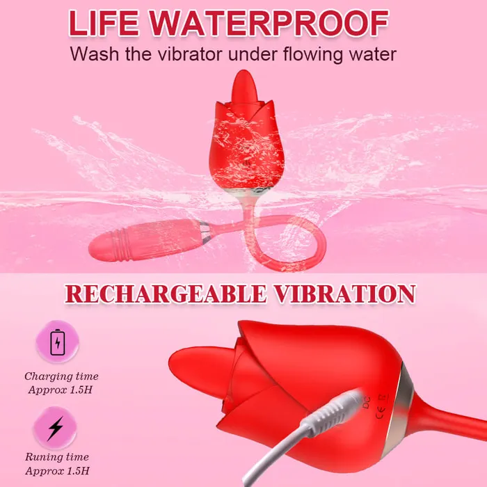 Tongue Licking Telescopic Rose OOTYEMO Vibrators