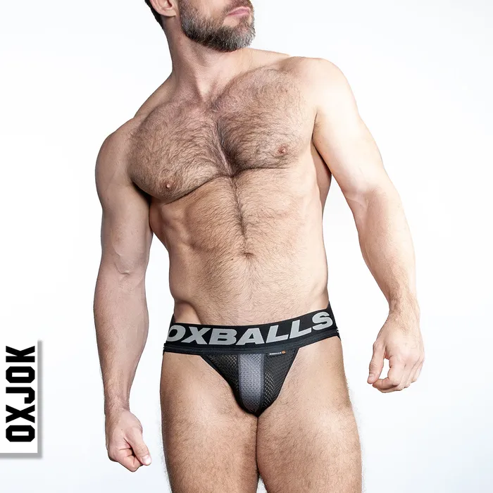 Anal OXBALLS AIRMESH swagger jockstrap TAR BLACK MEDIUM