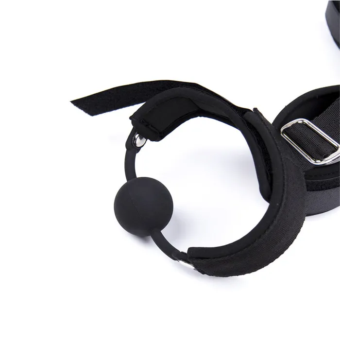 GUANNU Restraints Soft GagtoWrist and Ankle Cuffs Restraint Bondage Set Black