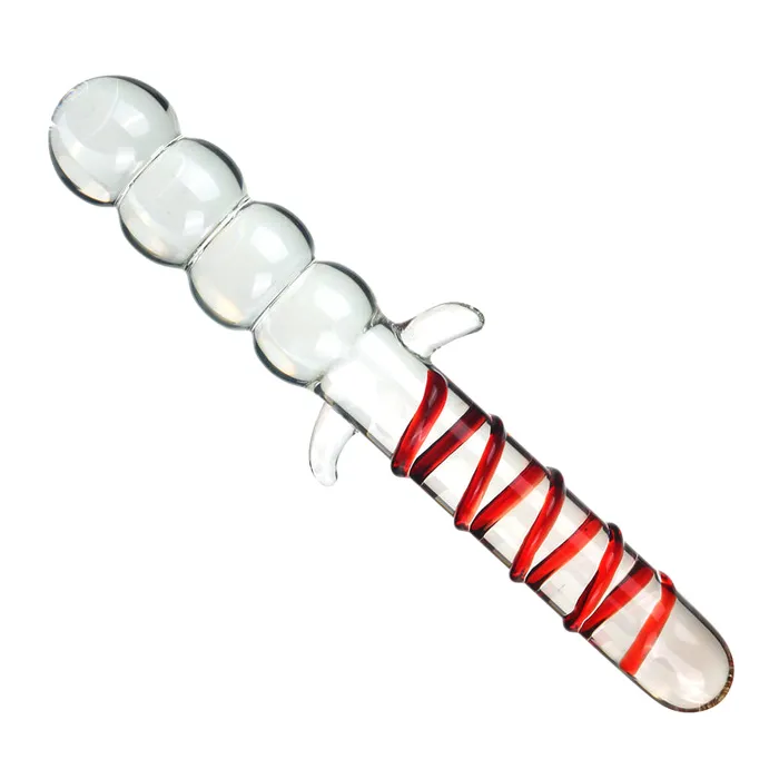 SexyPlay 28cm Large Beaded Glass Dildo Anal Plug Thruster Vibrant Red Toy Anal