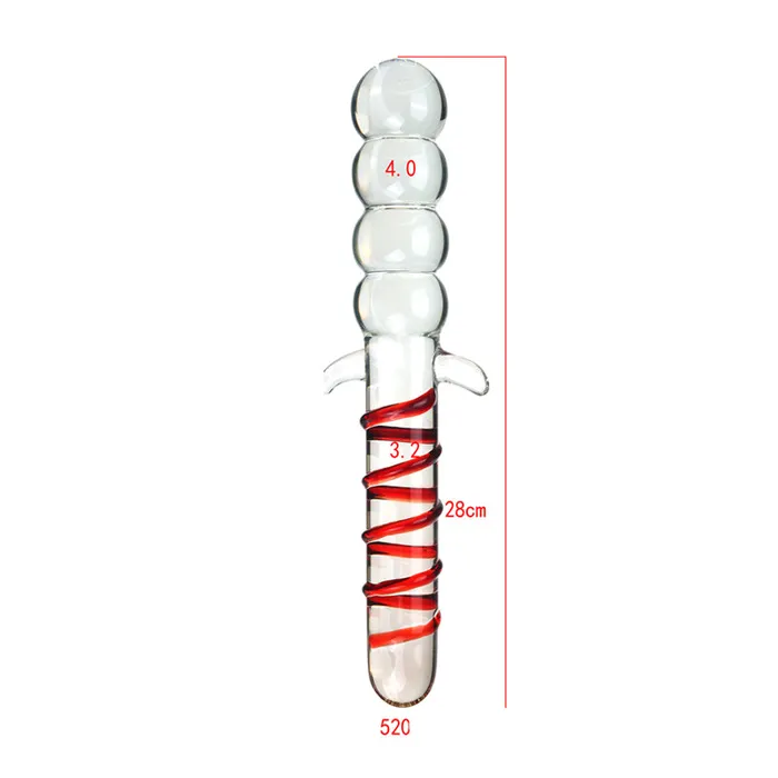 SexyPlay 28cm Large Beaded Glass Dildo Anal Plug Thruster Vibrant Red Toy Anal